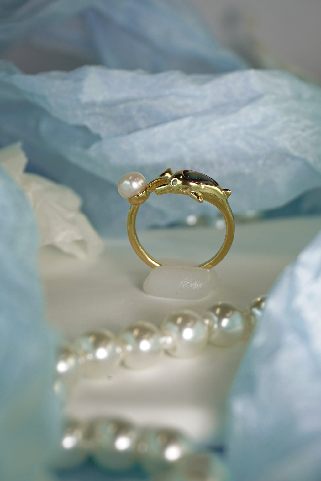 Playful Ocean Dolphin Open Wrap Statement Ring With Soft Round Accent For Summer Vacation & Daily Stack Styling